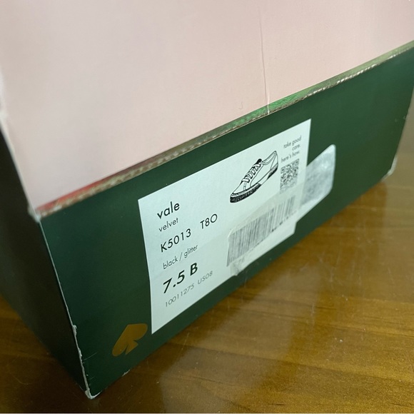 KATE SPADE Vale Black Silver Glitter Dotted Low Top Velvet Sneaker Scalloped 7.5 - Picture 15 of 16